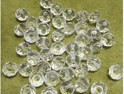 Бусины стеклянные"Рондели" 6х4 мм нить  100 шт цвет №01 прозрачный