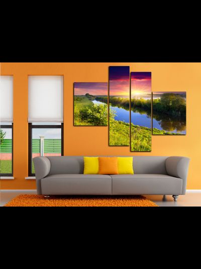 Модульная картина "Фиолетовый закат"