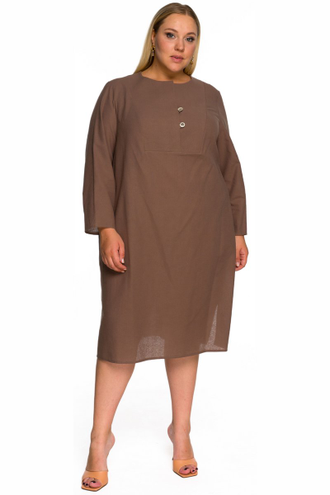 Платье - туника из льняной ткани ЛТ 2231602 мокко
