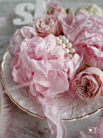 Шебби-лента Свежая роза (Россия), 2 метра