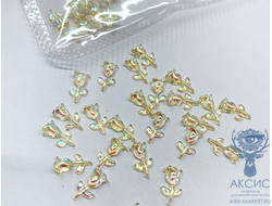 Фигурки для ногтей (розочки прозрачные) в мягкой упаковке