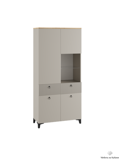 Ника гостиная модульная 2700х2100х410мм мдф бежевый мат-05 / лдсп кашемир + дуб делано