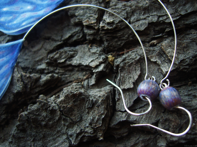 Длинные серьги на дугах "Крылышки феи Небесной Лазури"