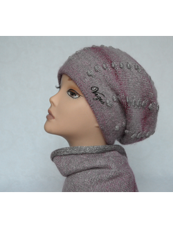 Розово - сиреневый берет и шарф Vizio Италия 5104 фото