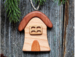Елочная игрушка из бука  "Домик Эльфа"