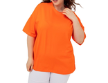 Женская свободная футболка БОЛЬШОГО размера Арт. 153736-043 (цвет оранжевый) Размеры 54-80