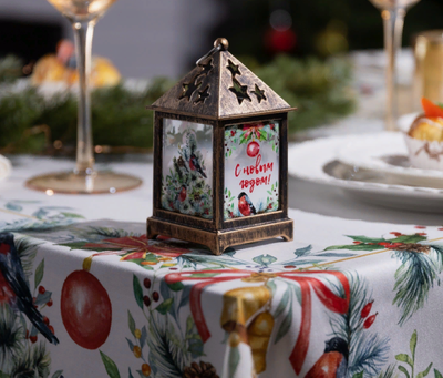 Фонарь новогодний "Снегири",  6.3 × 12 × 6.3 см