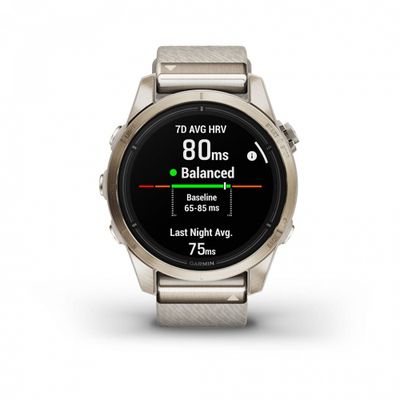 Умные часы Garmin Epix Pro Gen 2 Sapphire Edition 42 мм, золотистый корпус с нейлоновым ремешком сливочного цвета 010-02802-20