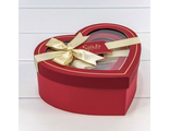 Коробка подарочная &quot;Сердце&quot; с окном и бантиком (красная), 16,2*14,3*6см