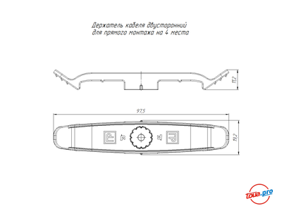 Держатель плоского кабеля Промрукав двусторонний на 4 места серый 20 шт. PR13.0440