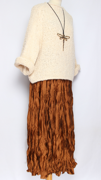 Юбка плотная шелковая "Жатая" терракотовая   р.46-54