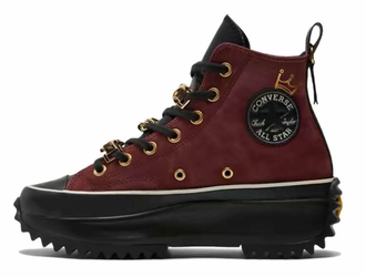 Converse Run Star Hike High Top бордовые замшевые с короной