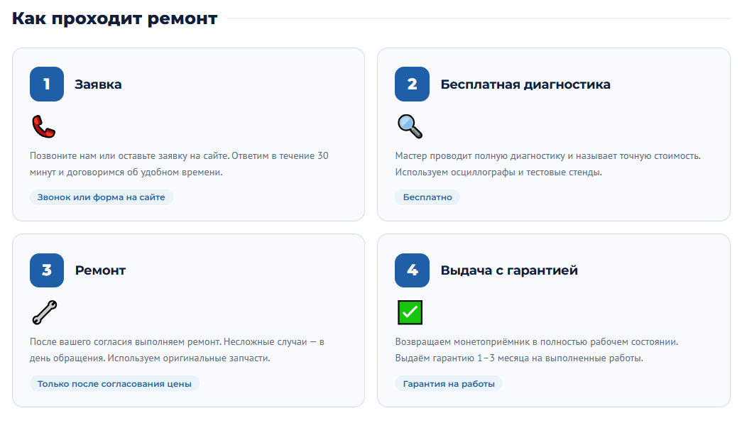 Как проходит ремонт монетоприёмников в CashService СПб