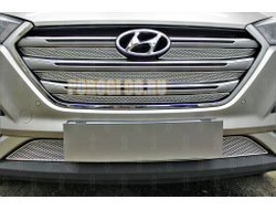 Защита радиатора Hyundai Tucson 2015-2018 (Travel,Prime,Dynamic, High) (4 части) chrome верх PREMIUM