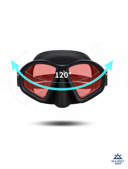 Маска для дайвинга с трубкой Комплект Sea Wolf черный силикон