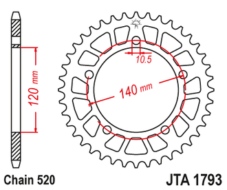 Звезда ведомая алюминиевая JT JTA1793.45 (JTA1793-45) (A1793-45) для Suzuki Road