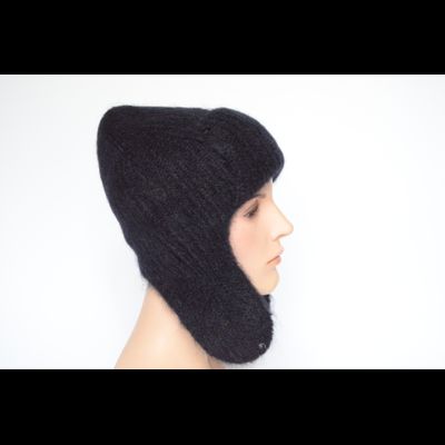 Черная шапка ушанка женская Vizio Италия 9020 UO