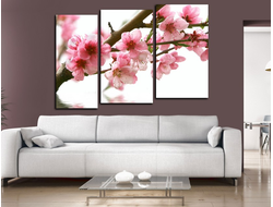Модульная картина "Розовые грезы. Сакура"
