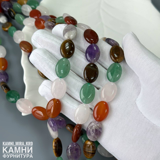 Микс камней овалы 18х12,7-13 мм, цена за нить 19 см