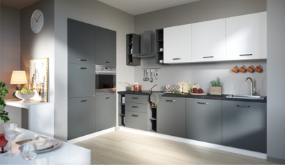 Композиция Модульной кухни Равенна Смарт Белый/графит