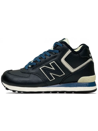 New Balance 574 High Leather с мехом Blue