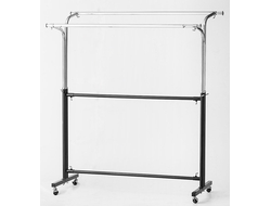 ST005 Вешало двухстороннее регулируемое для одежды напольное на колесах, L= 1200 мм ⇄ 1800 мм, цвет: черный-хром