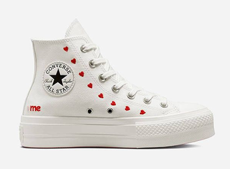 Кеды Converse на платформе Chuck 70 Love Me с сердечками белые высокие