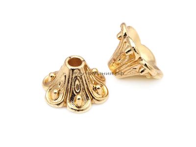 КОЛПАЧОК С ОТВЕРТИЕМ ПОД ПИН "Чашечка" - 9мм*5мм, цвет ЗОЛОТО (позолота 18к)