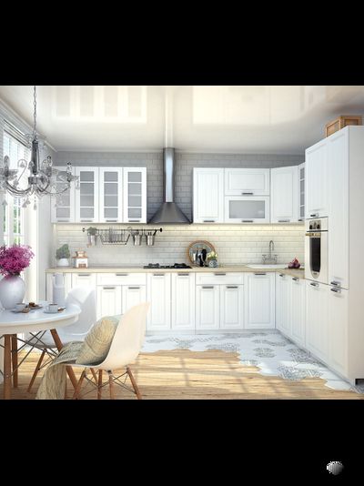 Прага модульная кухня Белое дерево