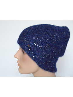 Лазурная меланжевая шапка с пайетками Vizio Италия 6926 CY
