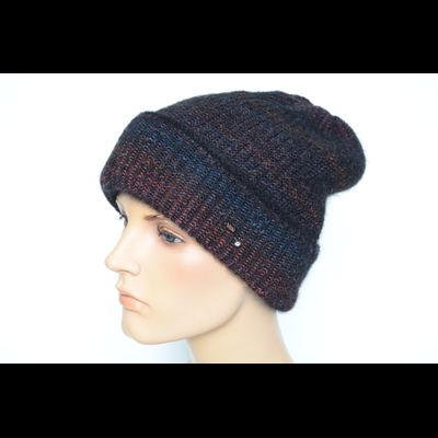 Вязаная шапка с отворотом разноцветная черная Vizio Италия 8009 CRY