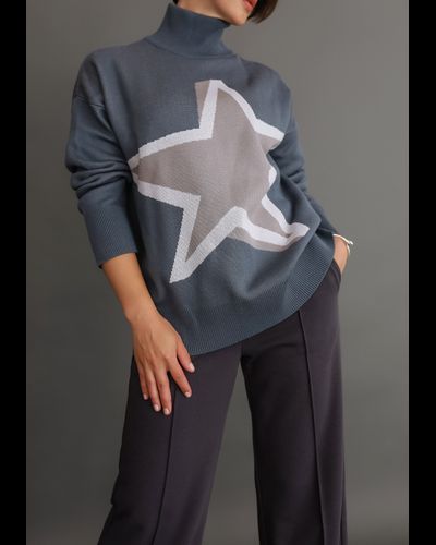 Жаккардовый свитер со звездой (графит)