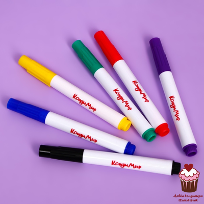 Фломастеры пищевые, набор 6 цветов