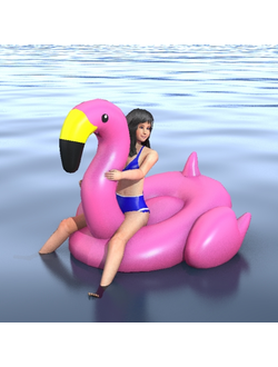 пляж Девушка на водном фламинго