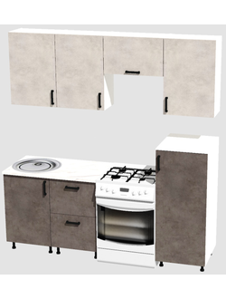 Кухня Эконом 1,5 метра с полуколонкой (1000х500) Цвет: Цемент светлый/Цемент темный