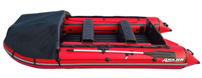 Моторная лодка ДИКИЙ 380 НДНД с тентом красный сбоку