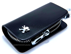 Ключница авто из натуральной гладкой кожи с логотипом PEUGEOT