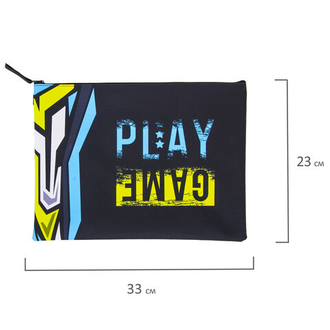 Папка для тетрадей BRAUBERG, А4, 1 отделение, ткань, молния сверху, "Play Game", 229406