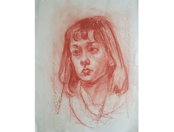 "Женский портрет" бумага сангина Мымрин М.В. 1987 год