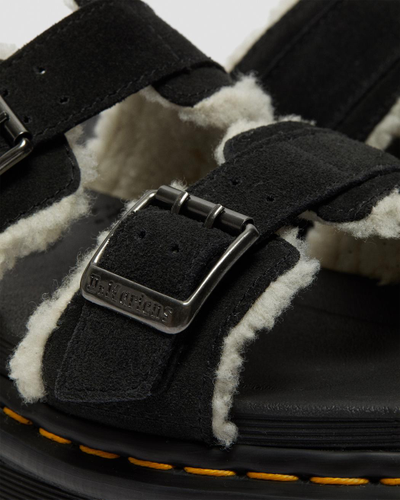 БОСОНОЖКИ DR. MARTENS MYLES SUEDE FUR-LINED BUCKLE SLIDE