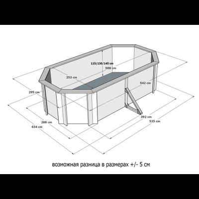 Деревянный морозоустойчивый бассейн "Баргузин" 500 х 250 х 145 см Кристалл