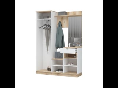 Юкки ПР 1400 Прихожая Дуб делано/Белый шагрень 1400х2000х415