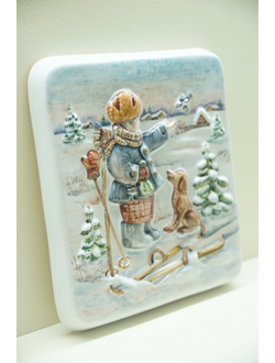 Плакетка "Мальчик с синичкой"