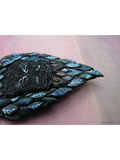 Необычная брошь в стиле Энди Кехо "Кот Леса - Дух Ветвей"