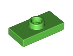 Plate, Modified 1 x 2 with 1 Stud with Groove and Bottom Stud Holder Jumper, Bright Green (15573 / 6314378)