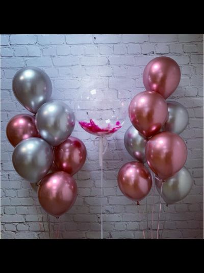 шар с гелием 12"/30 см "хром"