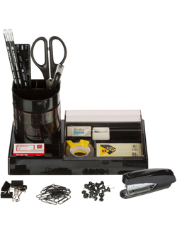 Набор настольный Deli E38254 16 предметов черный/ прозрачный