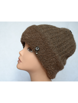 Коричневая женская вязаная шапка с отворотом Vizio Италия 6270 CR
