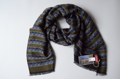 Двухсторонний шарф платок коричневый с зеленым Vizio Италия F 3