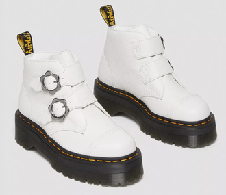 Dr. Martens Devon Flower Buckle Leather White